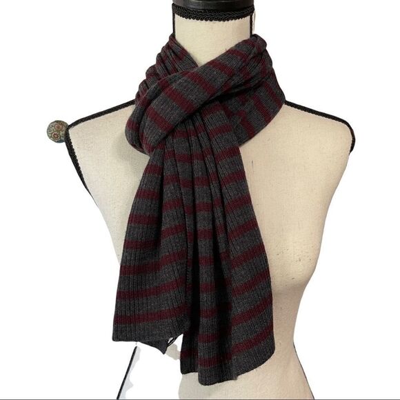 Gap Maroon and Gray Striped Scarf - 60" - Picture 1 of 3